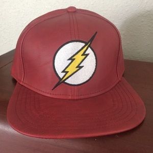Flash red leather SnapBack hat